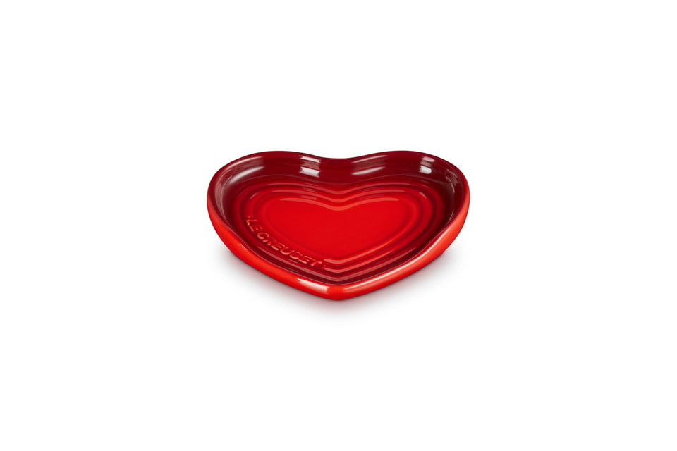 Le Creuset heart spoon rest cerise in 5-inch size, decorative and functional.