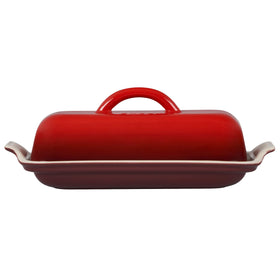 Le Creuset Heritage Butter Dish Cerise on-table display adds color to meals