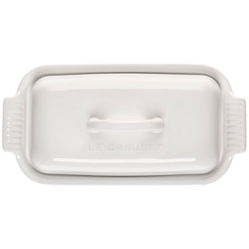 Le Creuset Heritage butter dish from fridge to table for convenience.