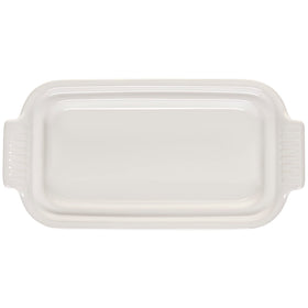 Le Creuset Heritage butter dish glaze close-up showing chip-resistant finish.