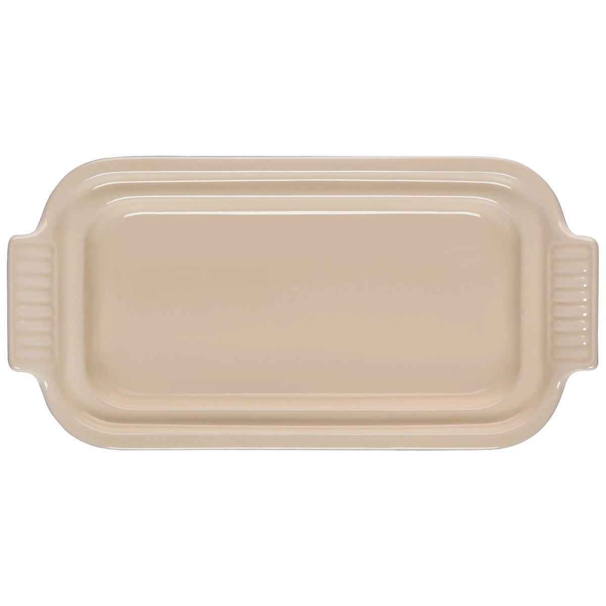 Le Creuset Heritage Butter Dish glaze closeup, nonporous finish resists stains and scratches.