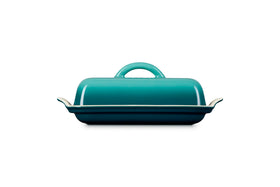 Le Creuset Heritage Butter Dish Riviera on table ready for serving butter at meals.