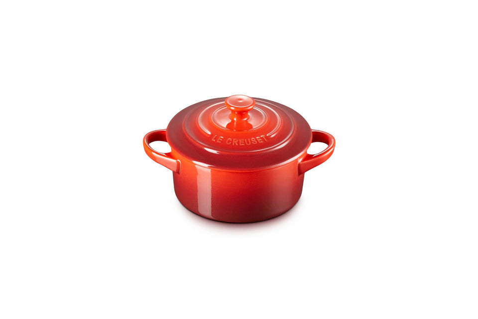 Le Creuset Mini Round Cocotte Cerise top view, ideal for single servings