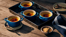 Le Creuset Mini Round Cocotte 8oz Flame, browning demonstration for uniform results.