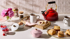 Le Creuset mini cocotte Provence glaze showing even heat and compact design