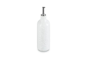 Le Creuset Olive Branch Oil Cruet with anti-drip nozzle for precise pouring.
