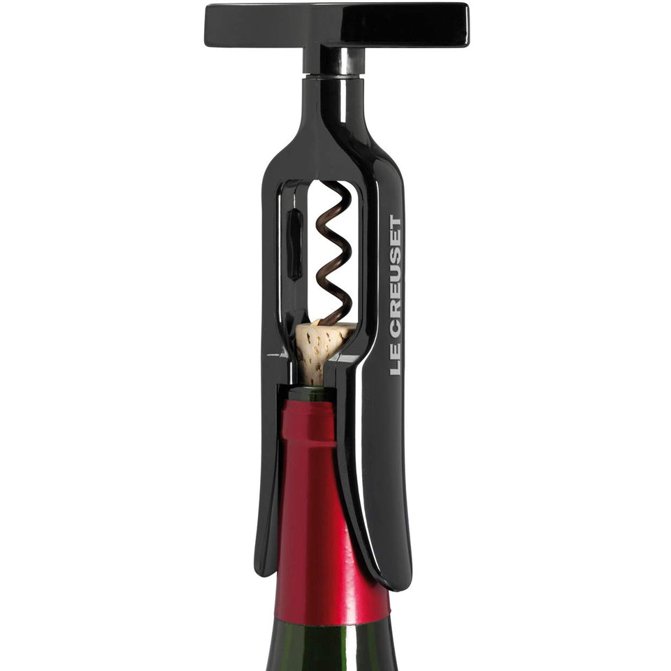 Le Creuset Original Table Model corkscrew front view, effortless cork removal on any bottle.