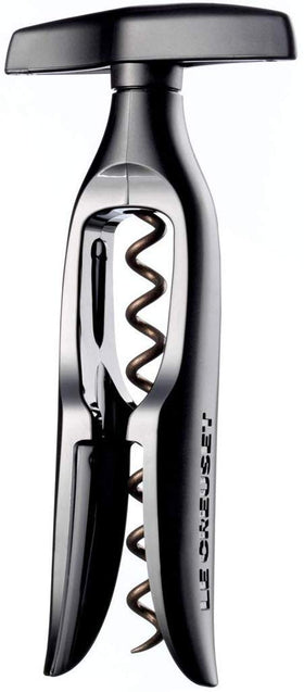 Le Creuset Original Table Model corkscrew in action, works with any cork or bottle size.