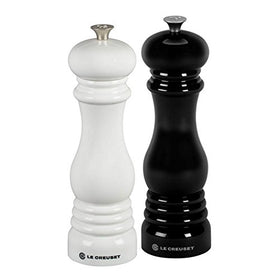 Close-up of Le Creuset pepper mill highlighting the ceramic grinding system.