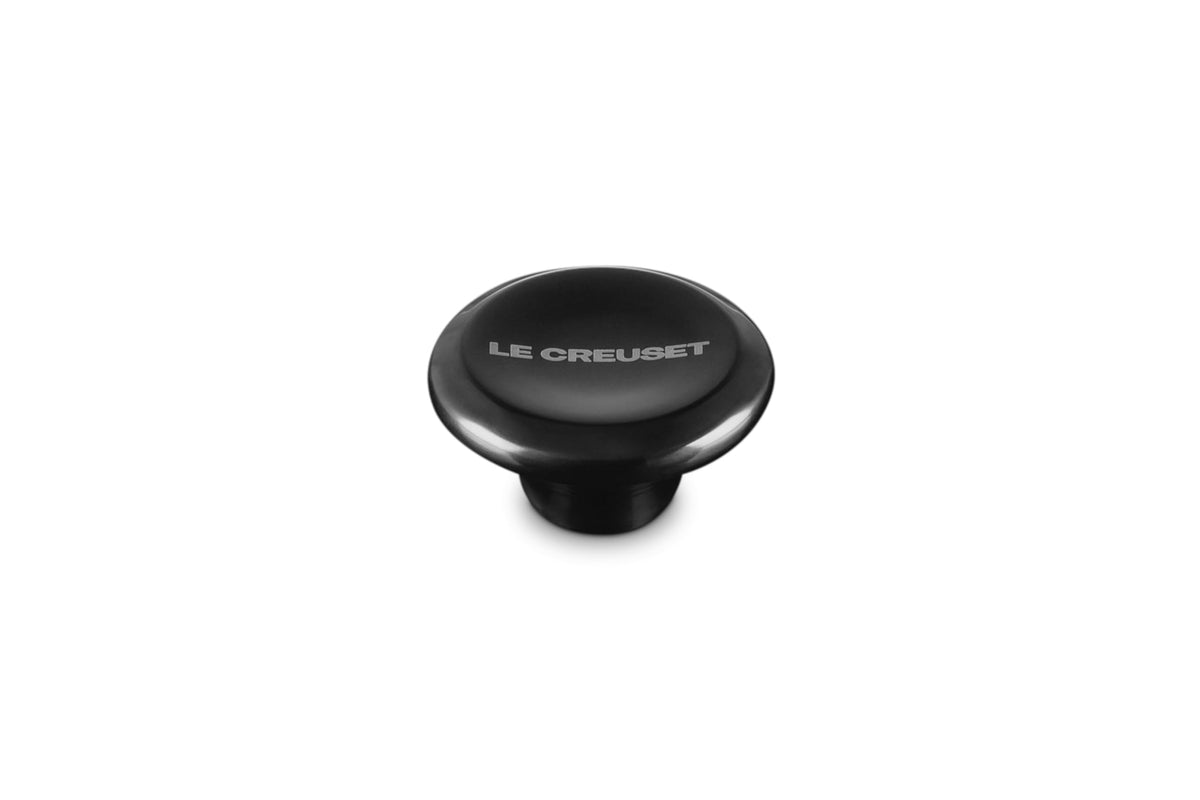 Le Creuset Signature Large Knob in black nickel—close-up showing durable finish.
