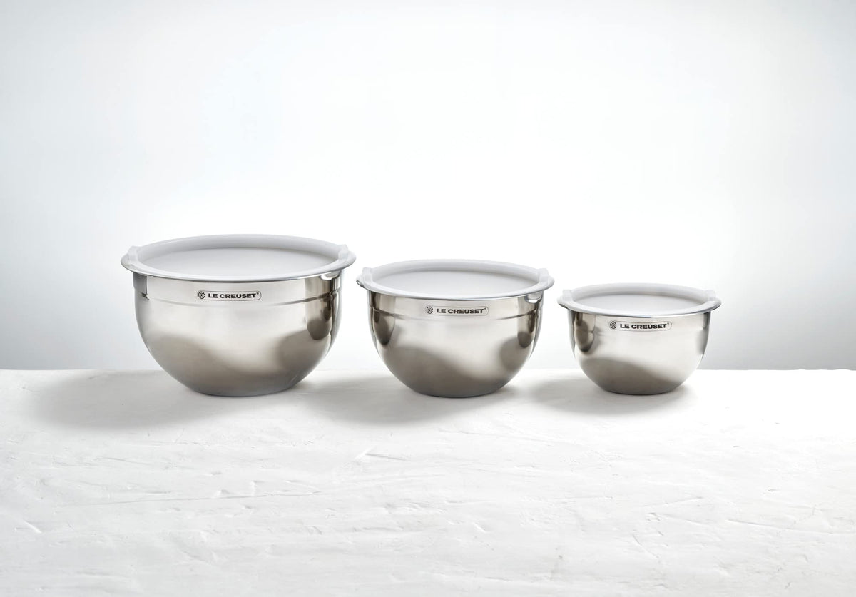 Le Creuset bowls with silicone slip base stay stable during prep.