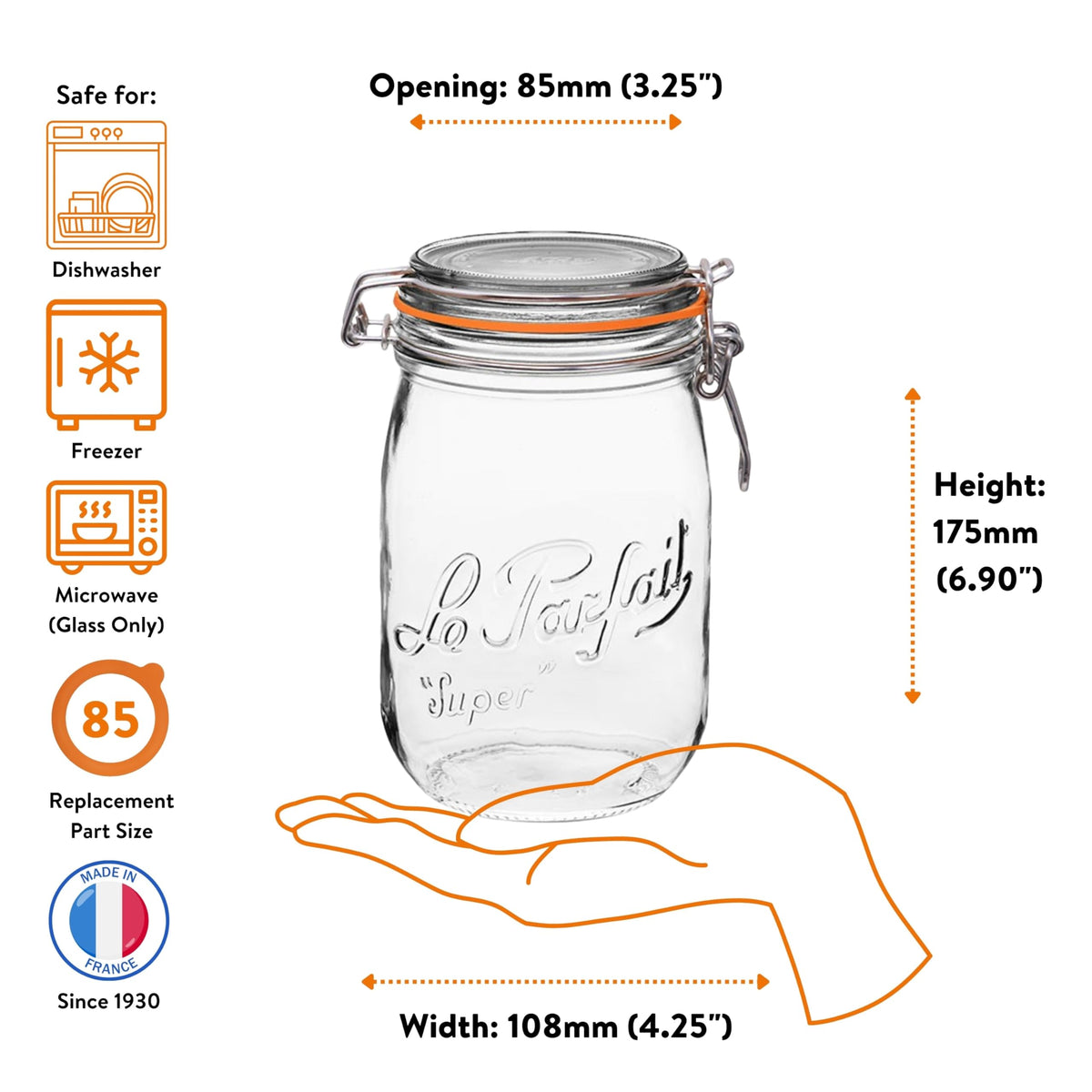 Le Parfait Super Jar 1L ideal for pickles and tomato sauces