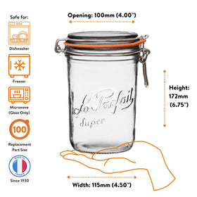 Jams and terrines beautifully stored in Le Parfait 1L jar