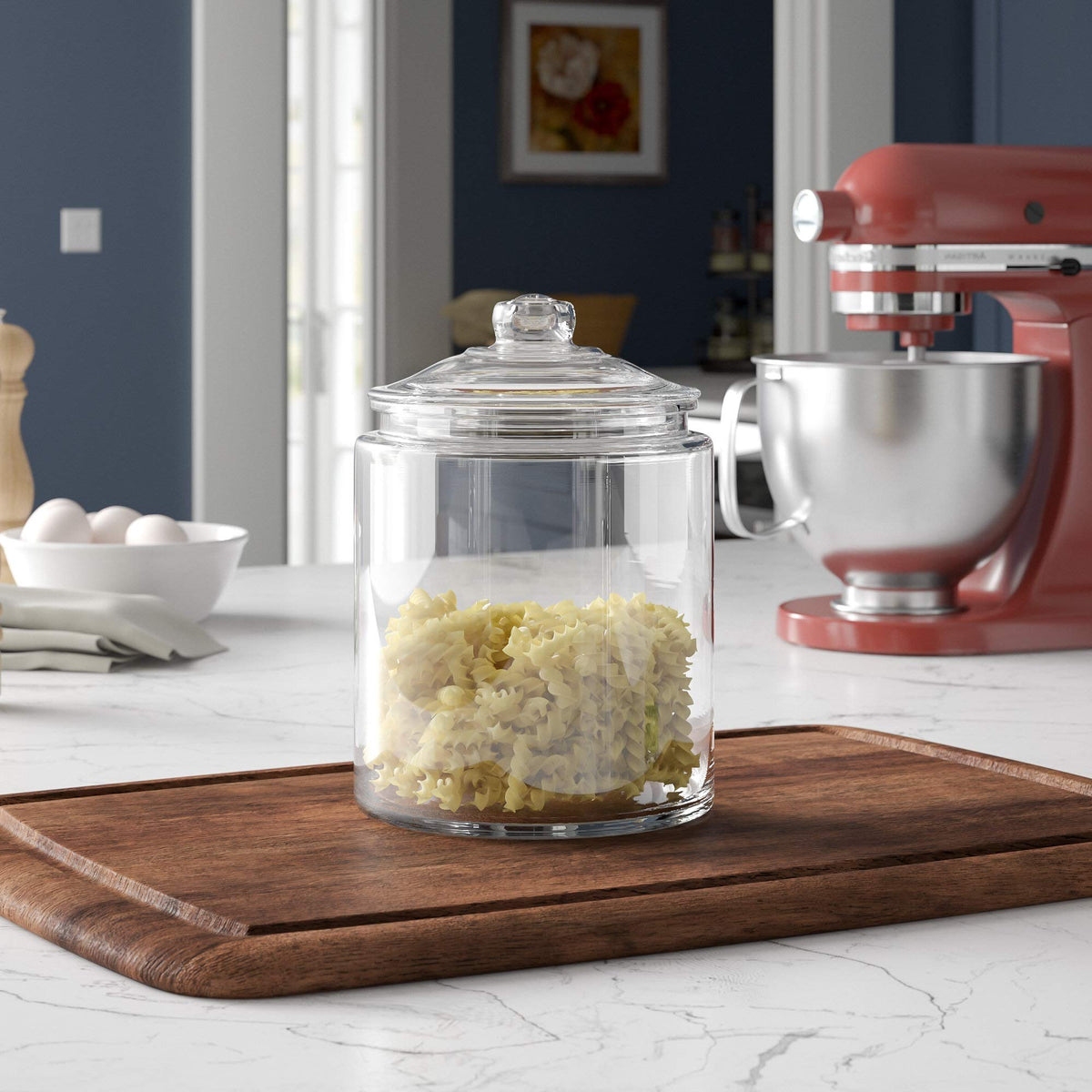 Le’raze coffee station setup with glass canisters for beans and sugar