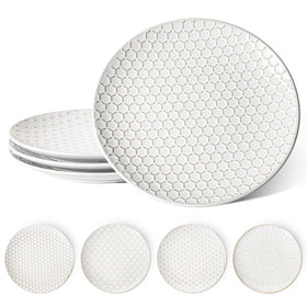 LE TAUCI 10-inch embossed ceramic dinner plates set of 4 for generous servings.