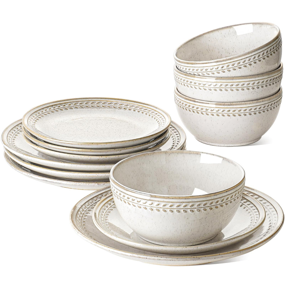 LE TAUCI 10-inch dinner plate in beige with reactive glaze for everyday meals