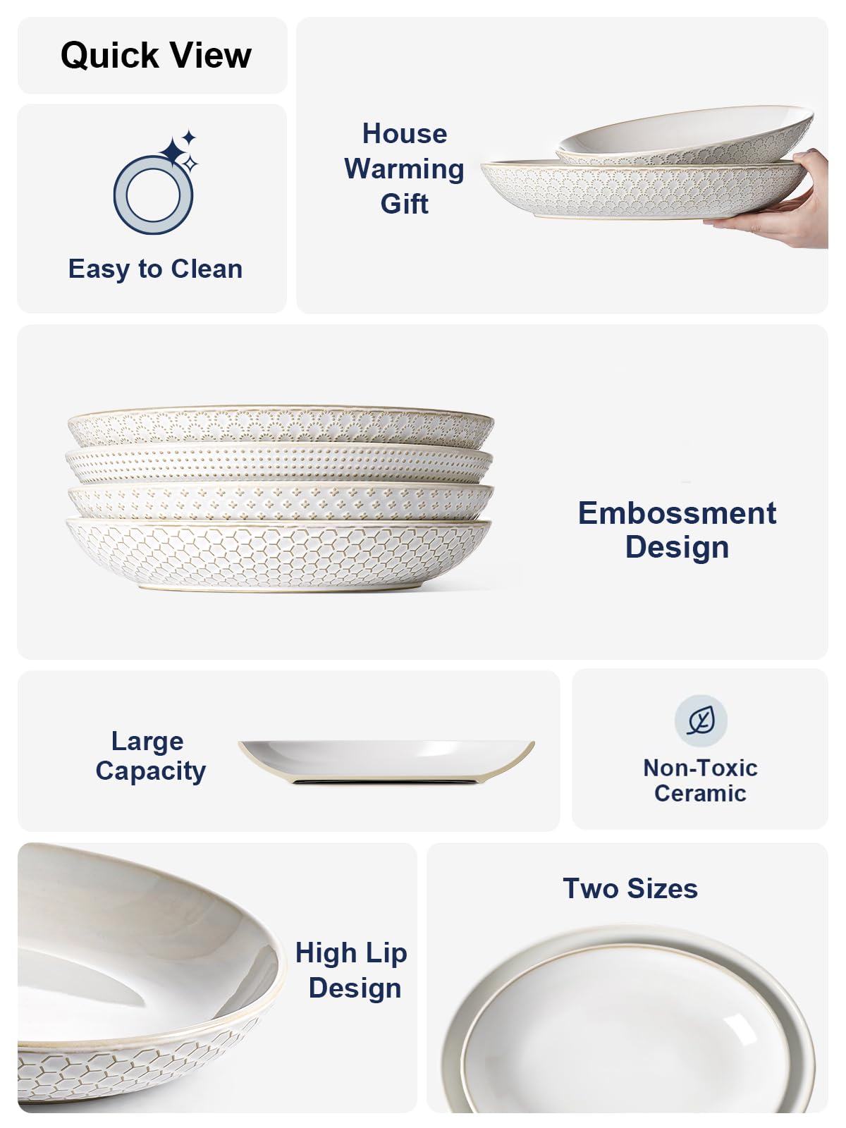 LE TAUCI Arctic white glaze bowls for modern farmhouse table styling.