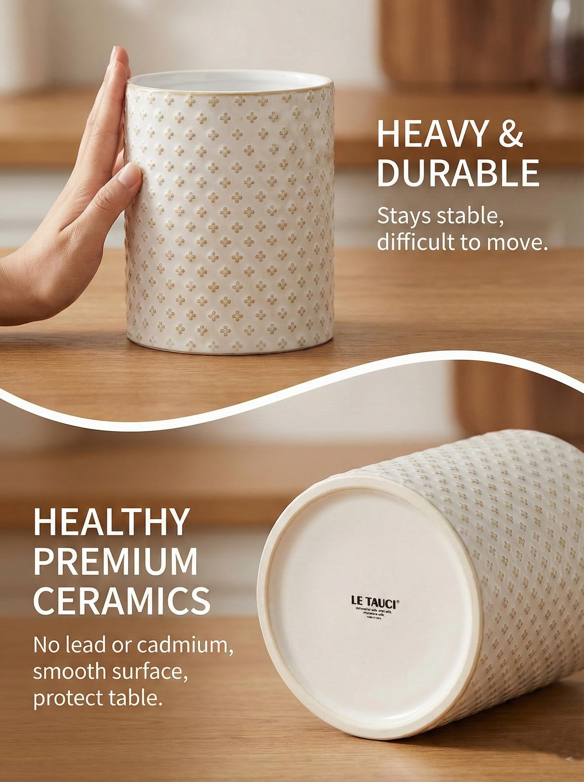 LE TAUCI Arctic White glaze enhances kitchen decor with timeless style