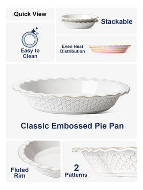 LE TAUCI Arctic White ceramic pie pan set of 2 for versatile baking