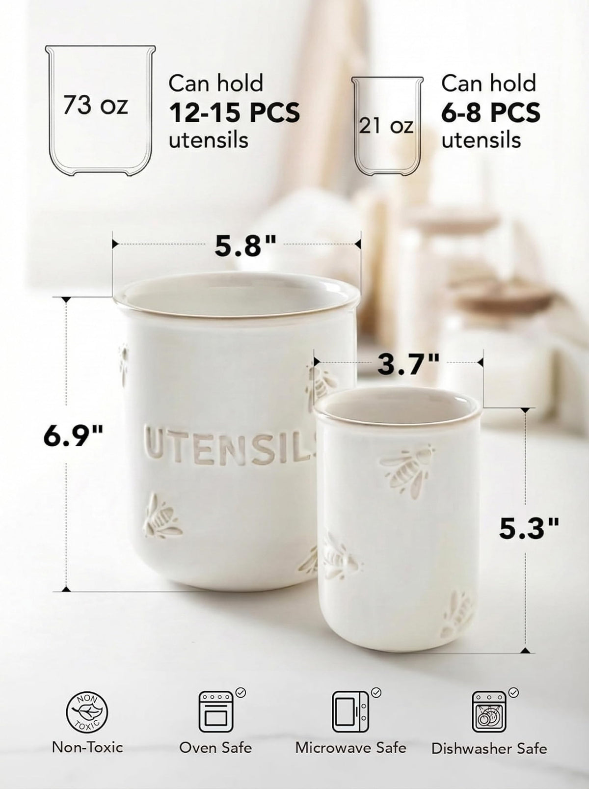 LE TAUCI bee-pattern decor enhances farmhouse style on your countertop.