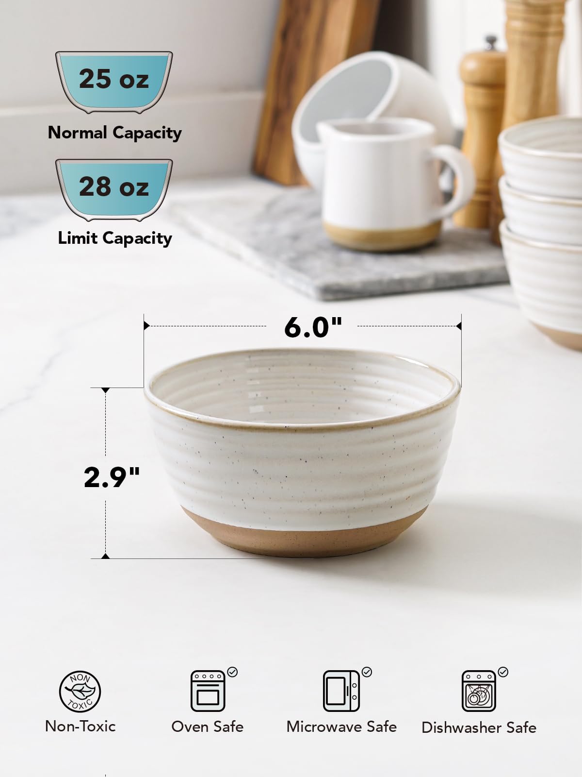 LE TAUCI bowls stack neatly to save cabinet space.