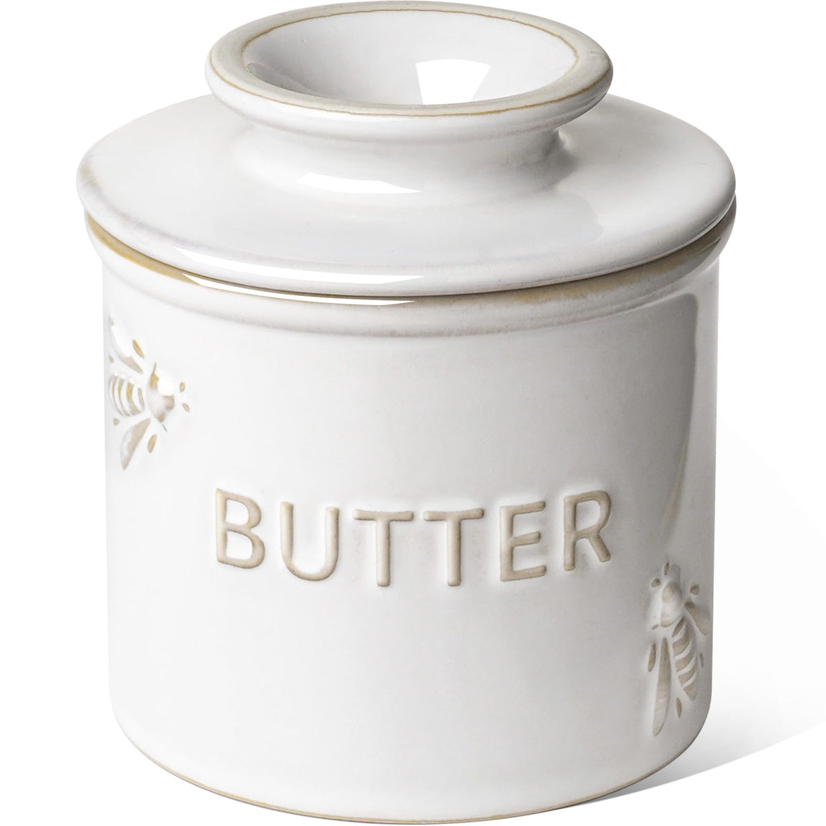 LE TAUCI butter crock lid bee-embossed for fresh butter