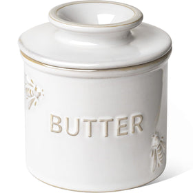 LE TAUCI butter crock lid bee-embossed for fresh butter