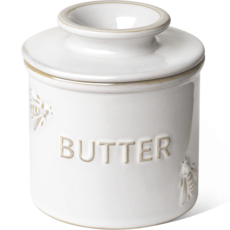 LE TAUCI butter crock lid bee-embossed for fresh butter