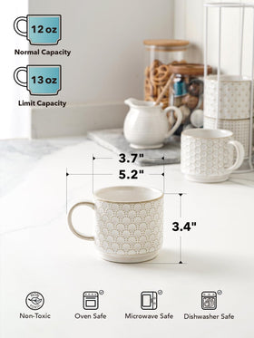 LE TAUCI ceramic mug showing lead-free material and dishwasher-safe care