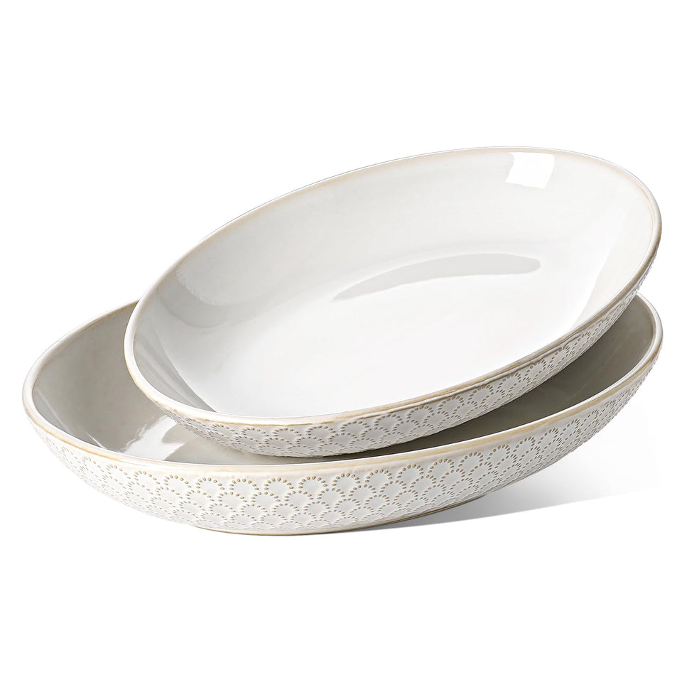 LE TAUCI 11.8-inch ceramic serving bowl for large salads and family-sized servings.