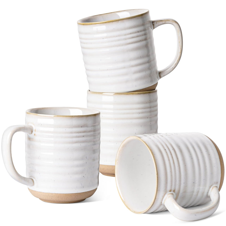 LE TAUCI 4-pack Arctic White mugs for everyday coffee or tea use