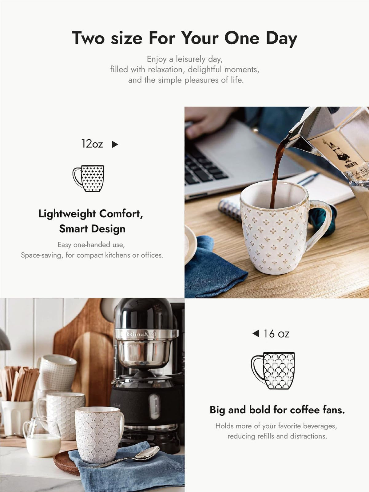 Thick-walled LE TAUCI mug preserves heat and flavor