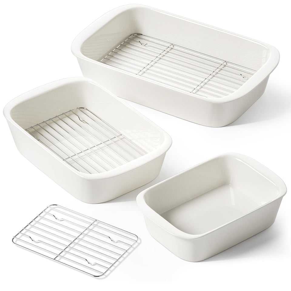 LE TAUCI deep casserole dish large for family-sized meals and lasagna