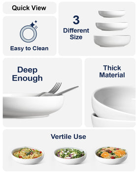 LE TAUCI dinner bowls, multi-functional as bowls or plates for versatile meals.