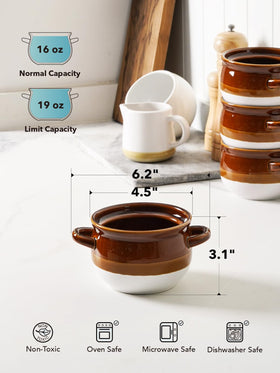 LE TAUCI bowls with dual reinforced handles stay cool while serving hot dishes.