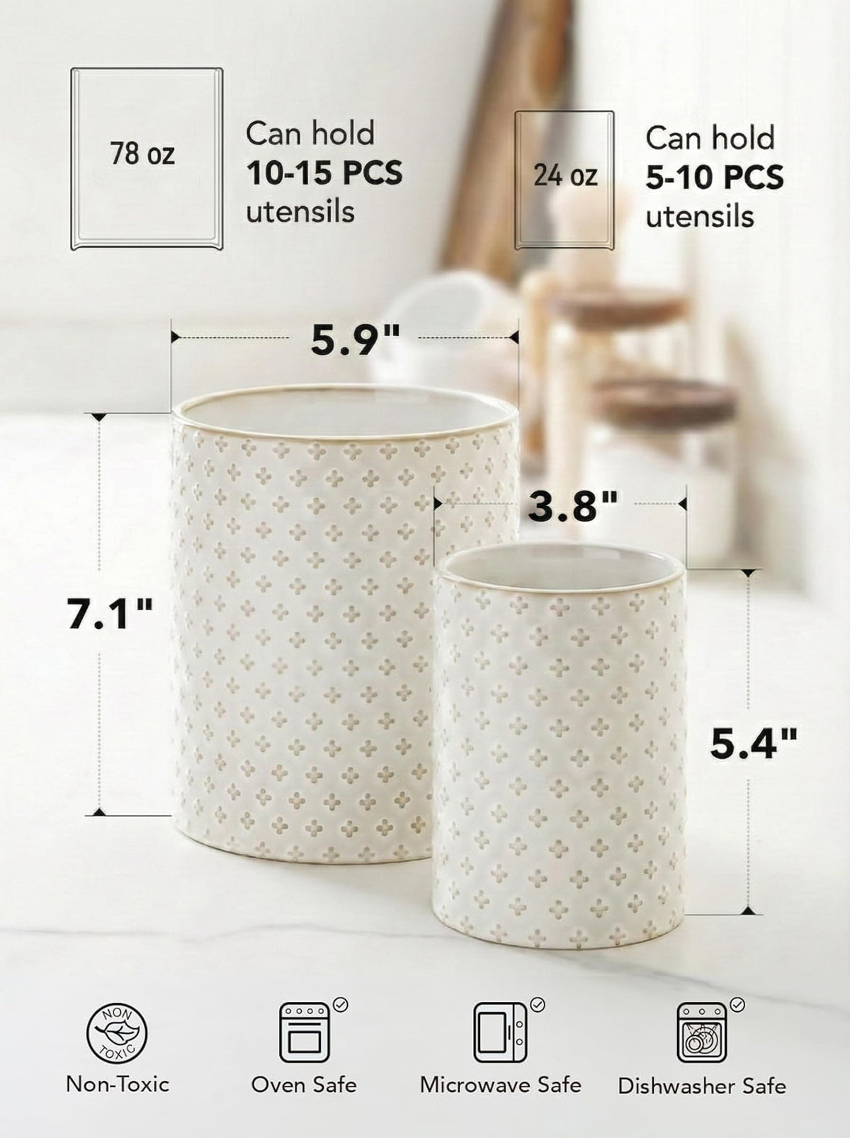 LE TAUCI dual-size set offers versatile utensil storage options