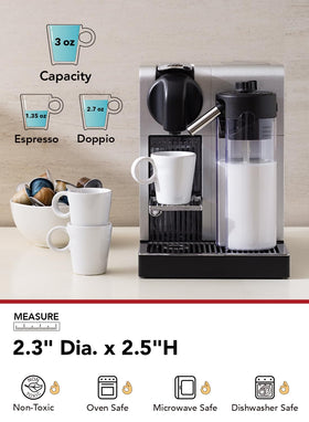 LE TAUCI ceramic demitasse cups emphasizing premium material and heat retention during sips