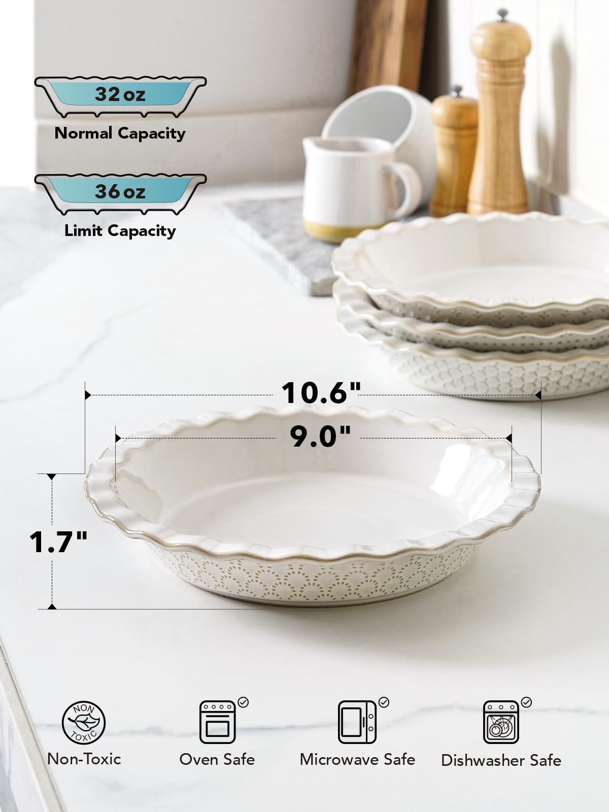 LE TAUCI Even-heat ceramic pie pan delivers consistent browning