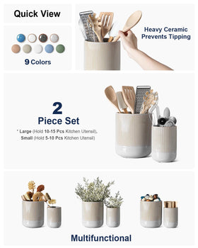 LE TAUCI fluted ceramic gray marble finish elevates countertop style and organization.