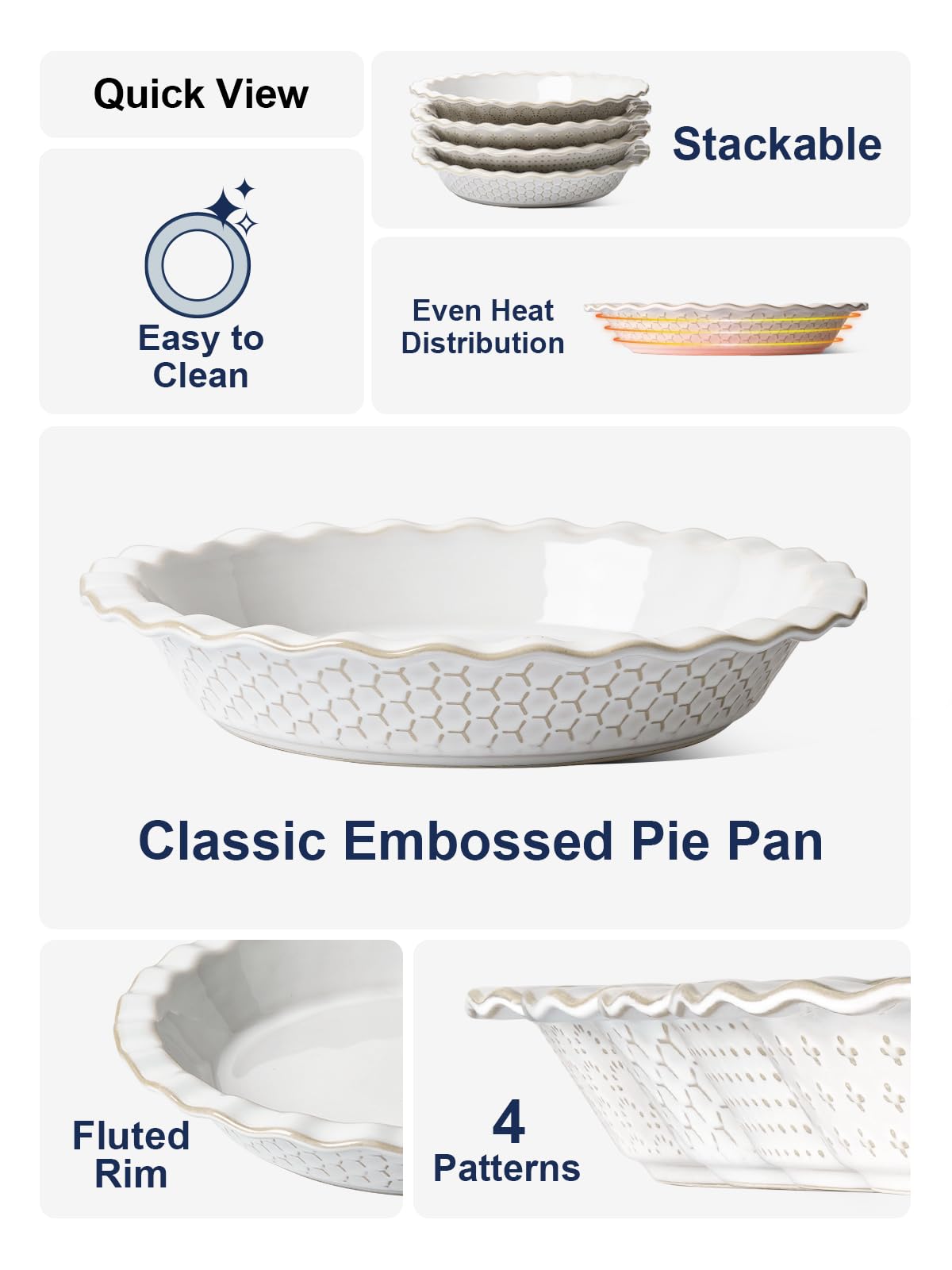LE TAUCI fluted crust-crimp rim enhances dough shaping and crust appearance.