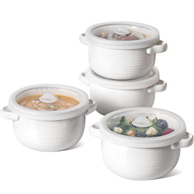 LE TAUCI French Onion Soup Bowls with white handles for easy serving and style