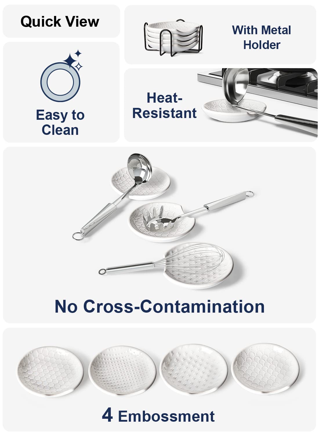 LE TAUCI heat-resistant ceramic spoon rest suitable for hot utensils near the burner