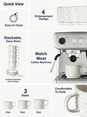 LE TAUCI macchiato-style double-shot setup facilitates precise pours.