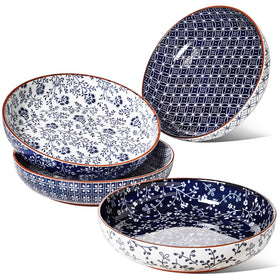 LE TAUCI pasta bowl 32 oz with vintage blue glaze ideal for large family portions.