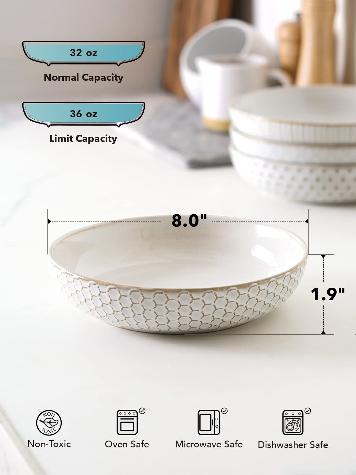 LE TAUCI pasta bowl large capacity ideal for pasta and salads