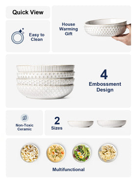 LE TAUCI pasta bowl set of 4 in Arctic White fits family dinners