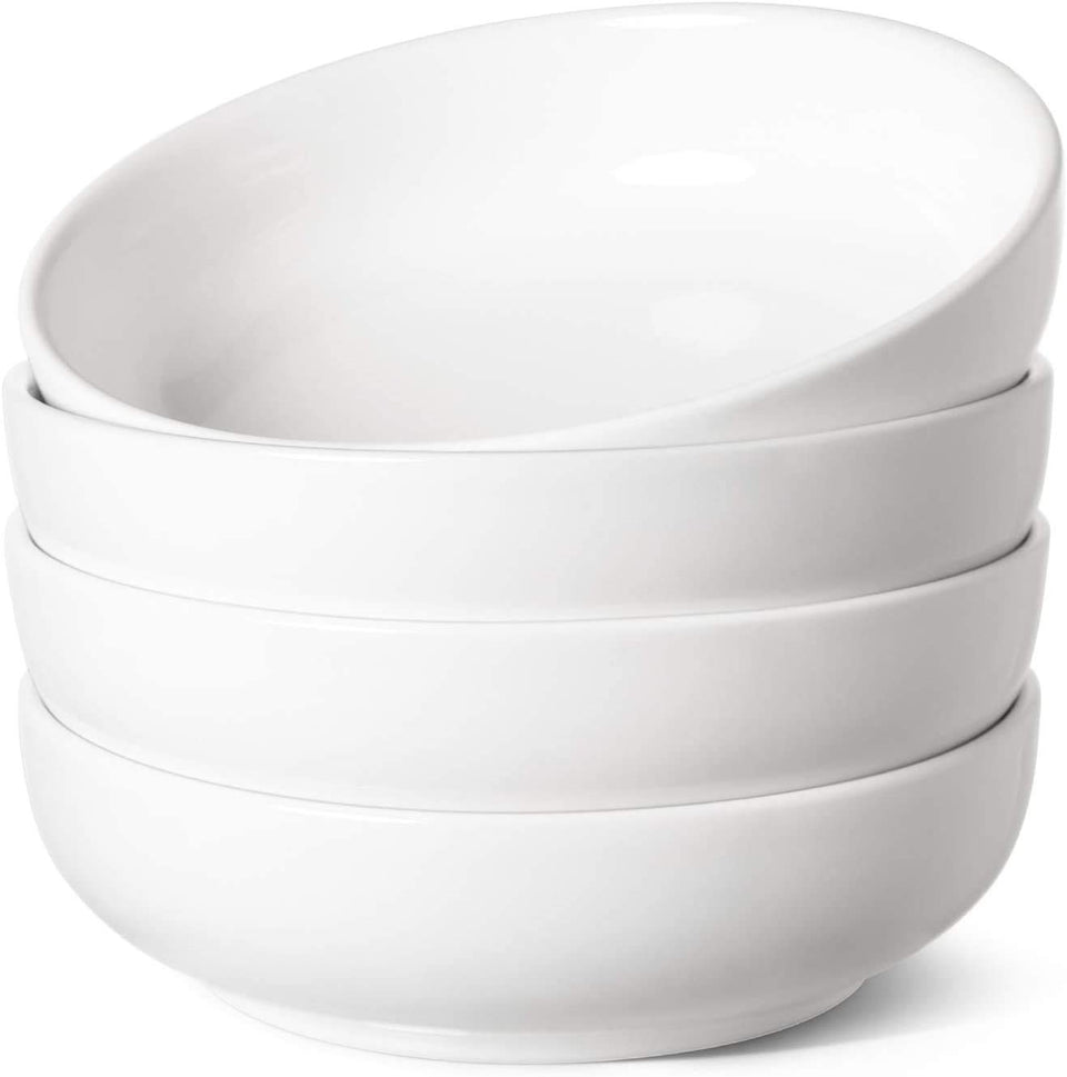 LE TAUCI pasta bowls 32oz set four white, ideal for generous portions.