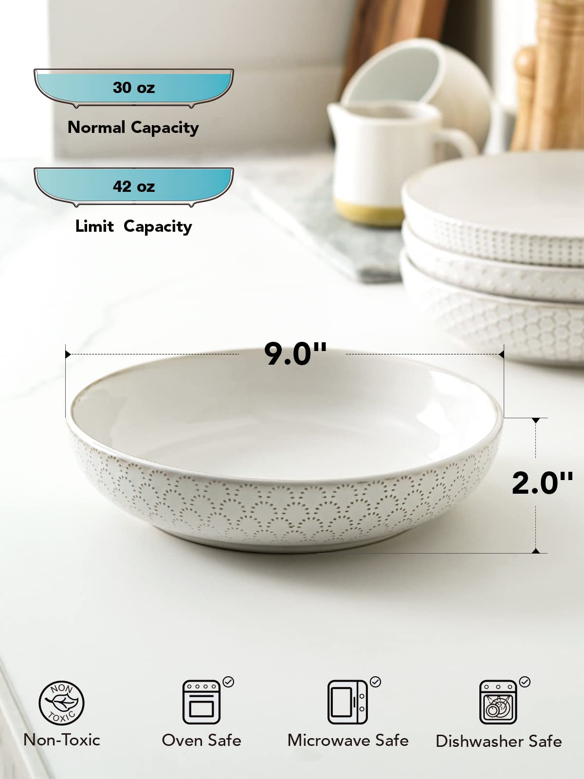 LE TAUCI 42oz capacity highlighted for large servings.