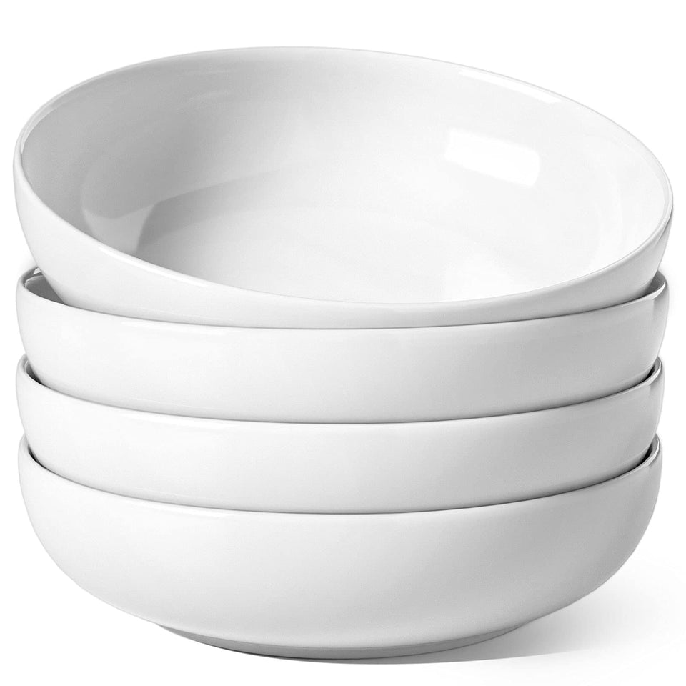 LE TAUCI pasta bowls, 8.5-inch white set on table for versatile meals.