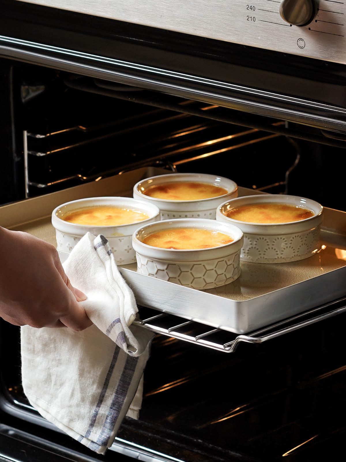 creme brulee portion served in LE TAUCI ramekins with lids